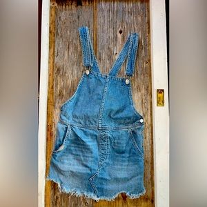 Free People Distressed Denim Overall Dress